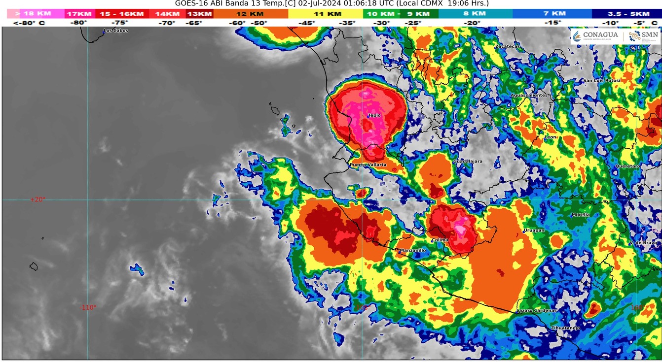 En las próximas horas se prevén lluvias puntuales torrenciales en Colima: SMN